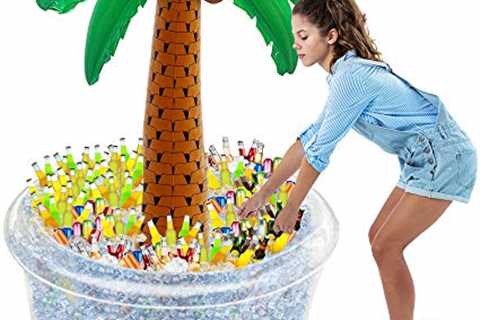 TURNMEON 200+ Cans Super Large Capacity 72" Giant Inflatable Palm Tree Ice Cooler, Beach Party..