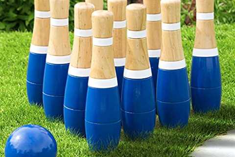 Backyard Lawn Bowling Game – Indoor and Outdoor Family Fun for Kids and Adults – 10 Wooden Pins, 2..
