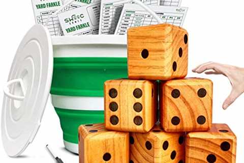 SWOOC Games - Yardzee, Farkle &amp; 20+ Games - Giant Yard Dice Set (All Weather) with Collapsible..