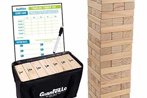 Giant Tumbling Timber Toy - Jumbo JR. Wooden Blocks Floor Game for Kids and Adults, 56 Pieces,..