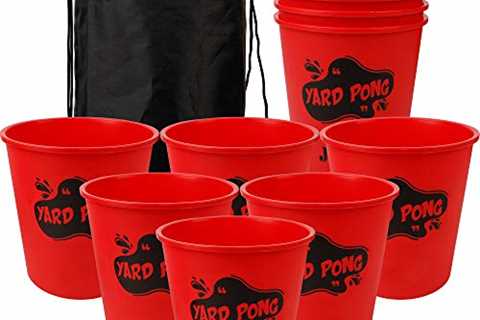 Juegoal Yard Pong, Outdoor Giant Yard Games Pong Game Set with Durable Buckets and Balls, Including ..