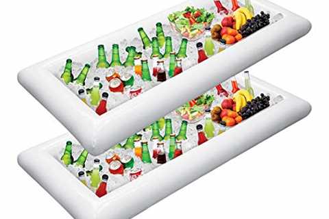 Jasonwell 2 PCS Inflatable Serving Bars Ice Buffet Salad Serving Trays Food Drink Holder Cooler..