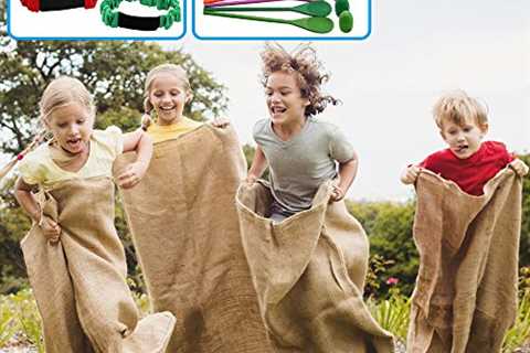 8 Players Carnival Games Potato Sack Race Bags, Egg and Spoon Race, Legged Relay Race Bands Elastic ..