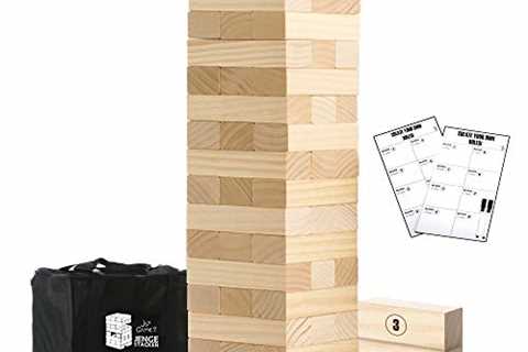 Large Tumble Tower Wooden Timber Stacking Games Outdoor Games for Adults and Family Lawn Games -..