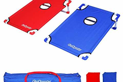 GoSports Portable PVC Framed Cornhole Toss Game Set with 8 Bean Bags and Travel Carrying Case -..
