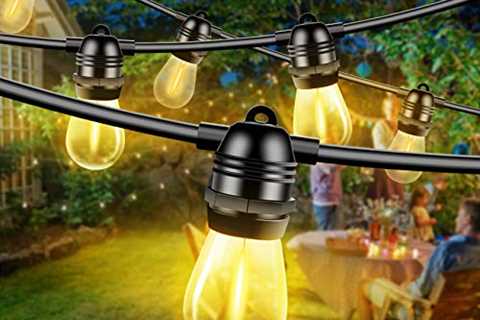 Otdair 48ft Solar String Lights Outdoor, Waterproof Solar Powered Edison Patio Lights with 15 Bulbs ..