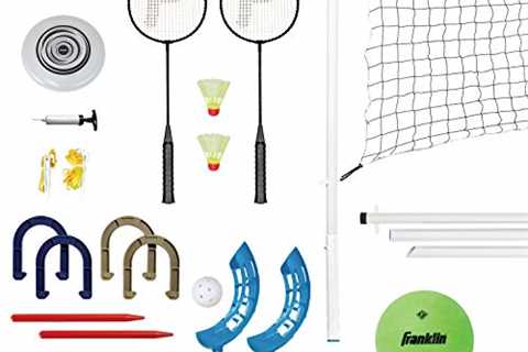 Franklin Sports Yard Games Combo Set - Volleyball/Badminton Net, 2 Player Badminton Set, Volleyball,..