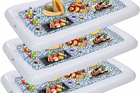 Inflatable Serving Bars with Drain Plug (3 Sets), Inflatable Cooler Ice Buffet Salad Serving Trays..