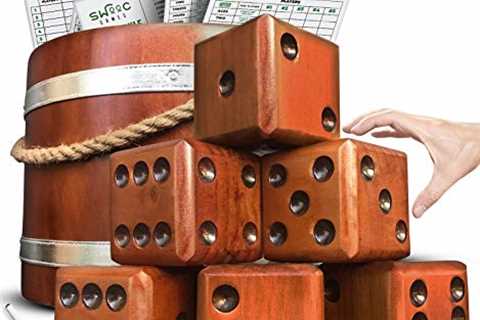 SWOOC Games - Yardzee, Farkle &amp; 20+ Games - Giant Yard Dice Set (All Weather) with Wooden..