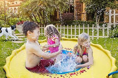 68'Splash Pad, Kids Sprinkler Play Mat and Wading Pool, Outdoor Water Sprinkler Toys for Fun Games..