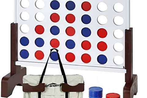 Giant 4 in A Row – Win SPORTS Premium Wooden Four Connect Board Game Set in White,Ideal Family Game ..