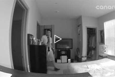 Burglars startled when resident calls from indoor home security camera