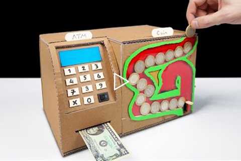 ATM Machine Saving Money Build from Cardboard