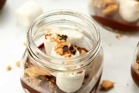 S’mores in a jar with vegan chocolate mousse