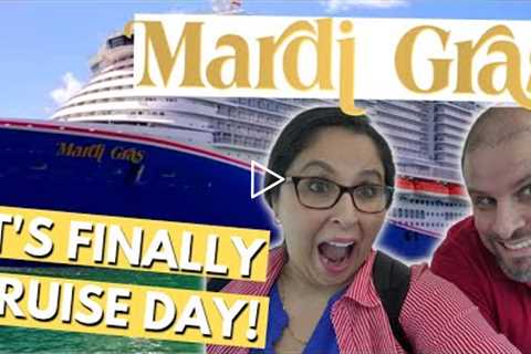 BOARDING THE BRAND NEW Carnival Mardi Gras EMBARKATION,  Cruise Vlog Day 1 Part 1 I Carnival Cruise