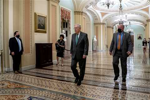 Senators pause for a funeral, with plans to return for weekend votes on the infrastructure bill.
