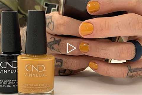 Manicure w/ CND Vinylux "Candle Light" (aka. Flaming Mustard)