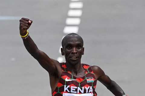 Kipchoge defends his Olympic marathon title for men.