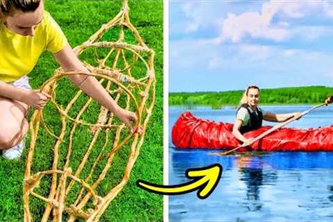 Useful Camping Hacks || Make Your Own Kayak While Camping