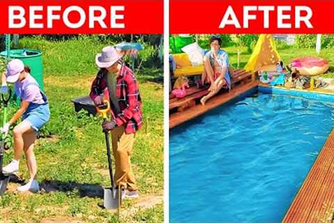 How To Build Your Own Swimming Pool || Cool DIYs And Crafts For Your Backyard