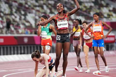 Faith Kipyegon from Kenya wins the 1,500m.