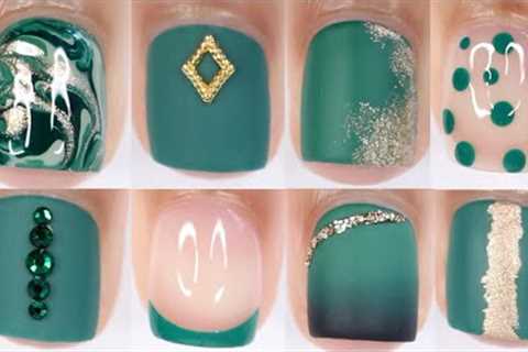 10 EASY GREEN NAIL IDEAS FOR SHORT NAILS | new nail art designs compilation perfect for short nails