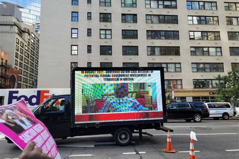 Nigerian protesters in UN Assembly Change Strategy. They use mobile vans to demand Referendum