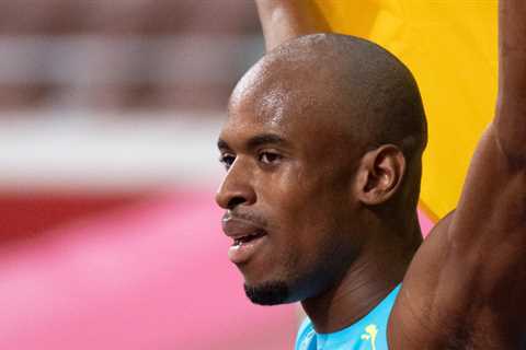 Steven Gardiner from the Bahamas wins 400 meters.