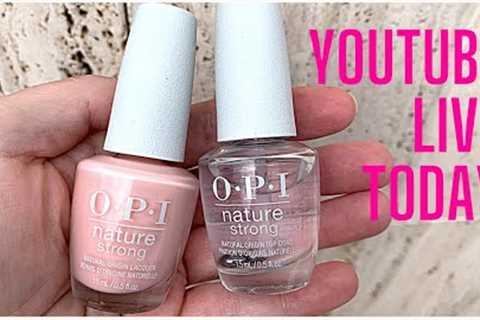Doing my nails with OPI Nature Strong ‘Let Nature Take It’s Quartz’