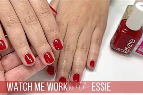 FULL SALON MANICURE with Essie "Not Red-y for Bed" [WATCH ME WORK] ❤️