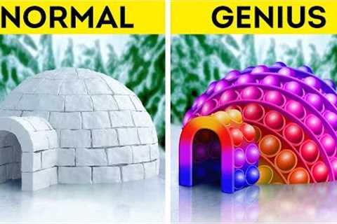 WOW! HUGE WINTER CRAFTS || Winter House vs Summer House