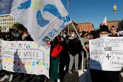France's teachers stage a one day walkout against the Covid rules.