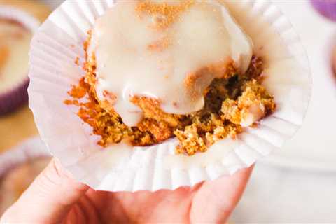 Healthy Carrot Cake Cupcakes made with almond flour (gluten free, dairy-free).