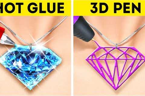 HOT GLUE vs 3D PEN! Gorgeous DIY Jewelry