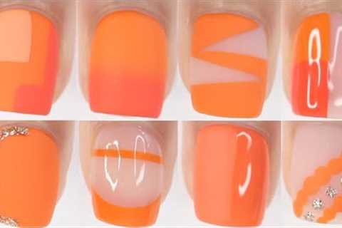9 EASY NAIL ART IDEAS | orange nail art designs compilation summer nail polish colors 2022