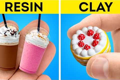EPOXY RESIN vs POLYMER CLAY || Adorable Mini Crafts and DIY Jewelry