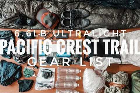 Pacific Crest Trail Thru Hike 6.6lb Ultralight Gear List