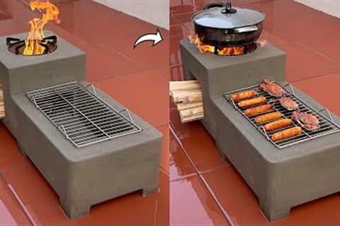 Build a 2 in 1 outdoor wood stove with cement and old Styrofoam - Simple ideas for wood stoves