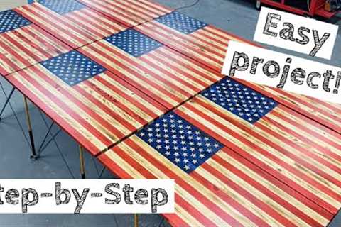 Most In-Depth Wood American Flag Build | Make Money Woodworking! | How to