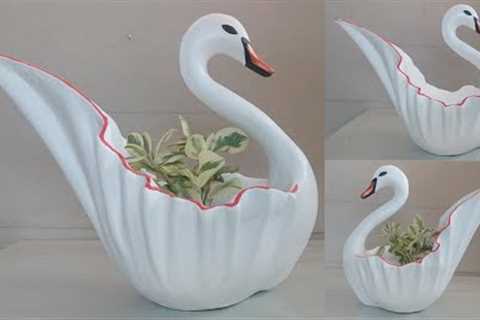 How to Make the Swan Pot Planters and Home Decor for Gardening // cement craft ideas