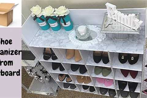DIY SHOE ORGANIZER USING CARDBOARD- shoe rack/ storage ideas using recycled boxes