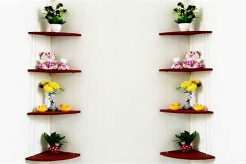 DIY hanging wall shelf || corner shelf with cardboard || 4 shelves corner rack
