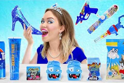 EATING ONLY ONE COLOR FOOD FOR 24 HOURS! || Last To STOP Eating Blue Food! Mukbang By 123 GO! TRENDS