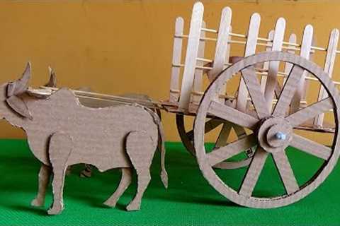 How to make Bullock Cart with Cardboard easy  | Diy crafts with cardboard | Cardboard craft Ideas|