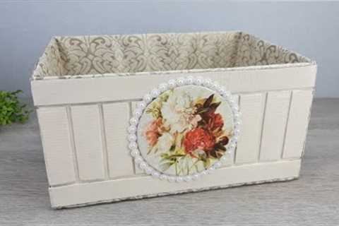 Elegant BASKET from a cardboard box with your own hands