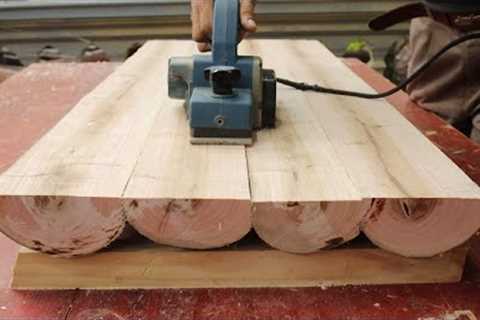 Woodworking Ideas Simple Rustic Handmade Furniture // Outdoor Tables From Monolithic Tree Trunks