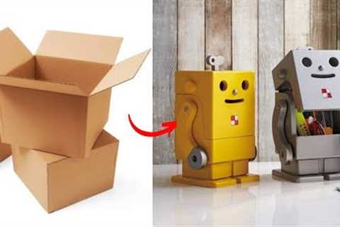 DIY a robot pencil holder ll cardboard craft