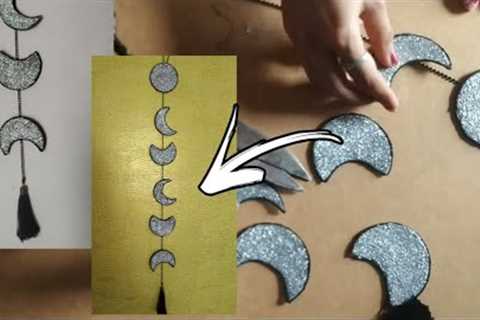 Moon phases wall decor diy | Cardboard craft ideas | Cardboard wall decor | Cardboard hanging decor