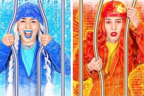 🔥❄️HOT VS COLD PRISON CHALLENGE || Extreme Hacks How To Sneak Anywhere By 123GO! SCHOOL