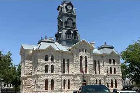 The Historic Granbury Square -4k Aerial Photography in North Texas - Lake Granbury Hood County Court
